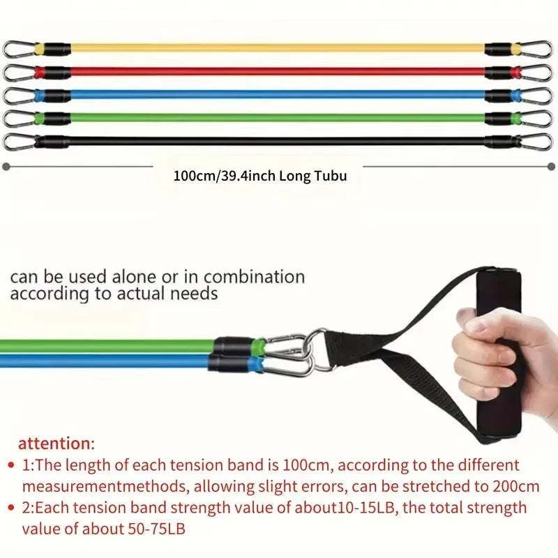 11Pcs TPE Resistance Bands Set, Resistance Bands with Door Anchor, Handles, Carry Bag, Legs Ankle Straps, Exercise Bands