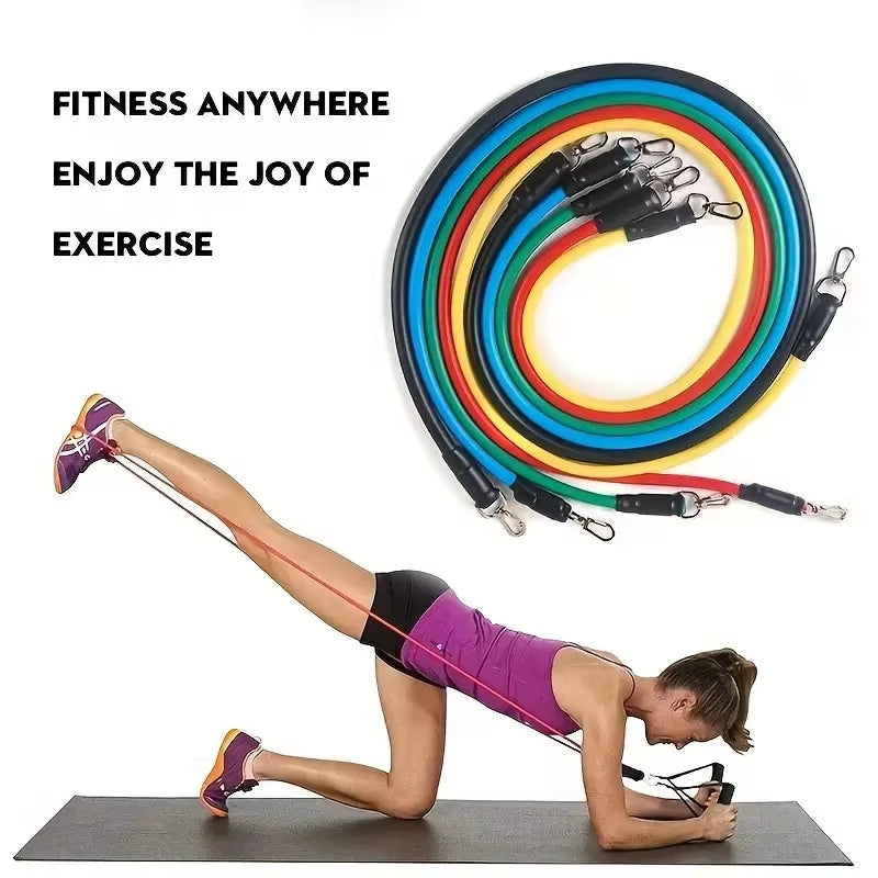11Pcs TPE Resistance Bands Set, Resistance Bands with Door Anchor, Handles, Carry Bag, Legs Ankle Straps, Exercise Bands